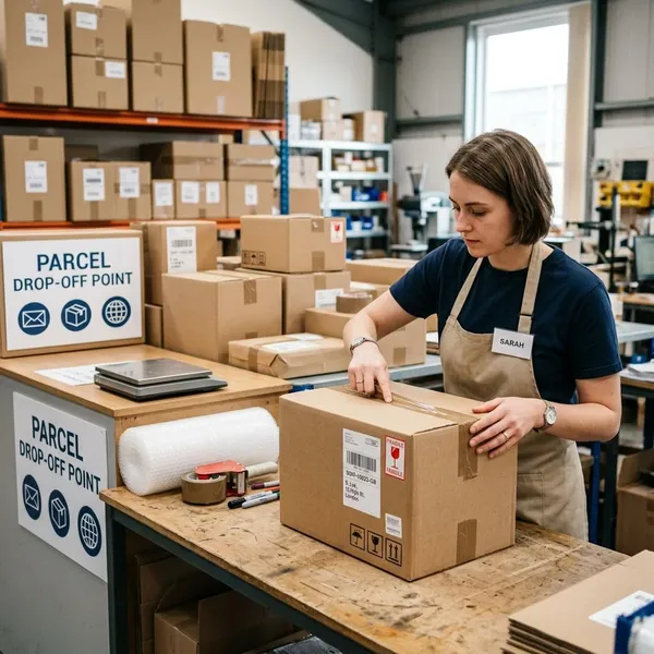 Pakket veilig in de doos verpakken
